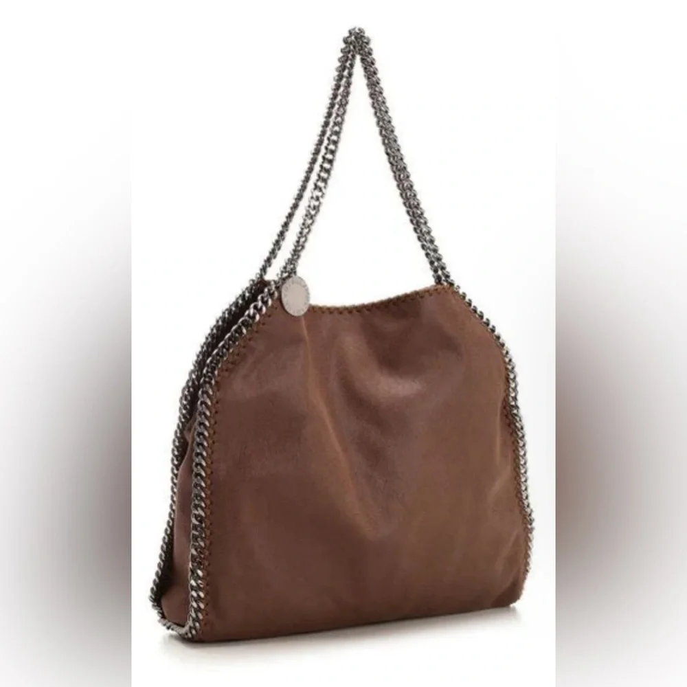 Stella McCartney Falabella Shoulder Bag Tote Brown Shaggy Deer Silver Hardware - Picture 3 of 11